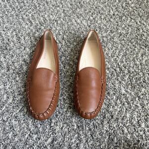 Cole Haan Emmie Drivers 7.5 B Brown Leather Flats Round Toe Shoes Excellent